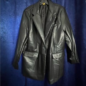 Plus size Black leather Jacket